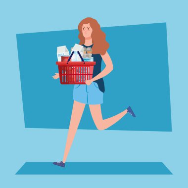 Kadın aşırı stok satın alıyor. Covid 19 tarafından.