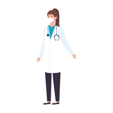 Korunma amaçlı solunum cihazı olan doktor kadın.