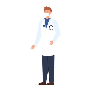 Korunma amaçlı solunum yapan doktor erkek.