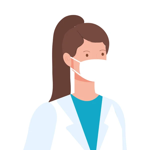 Lékař žena s ochranou dýchacích cest — Stockový vektor