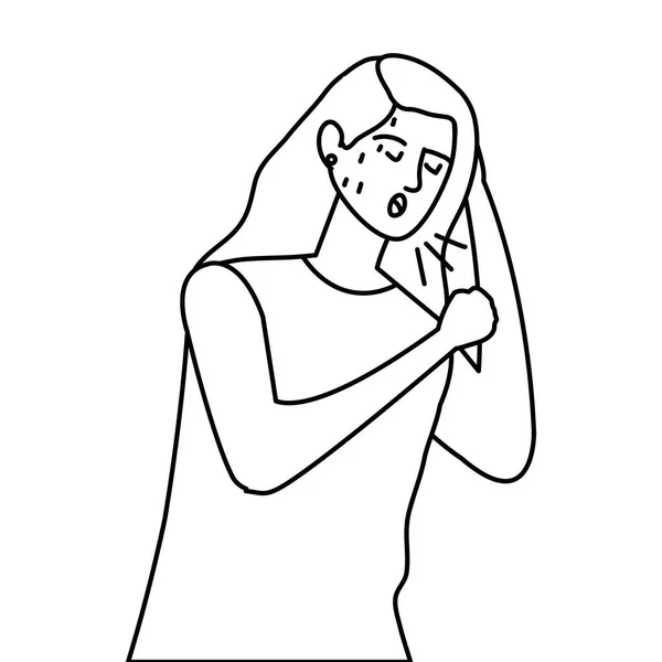 Wanita batuk sakit ikon terisolasi - Stok Vektor