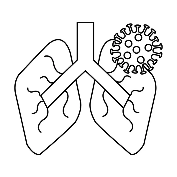 Pulmones con covid 19 icono aislado — Vector de stock