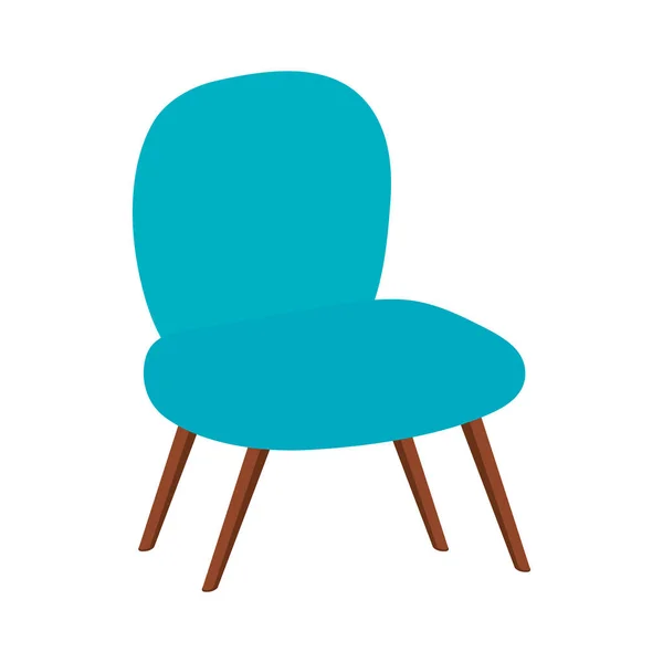 Cadeira confortável ícone isolado cor azul — Vetor de Stock