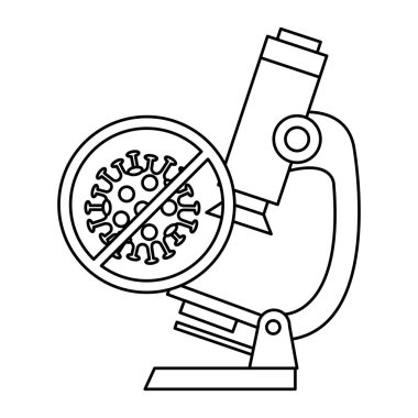 Yasak işarette parçacık covid 19 ile mikroskop