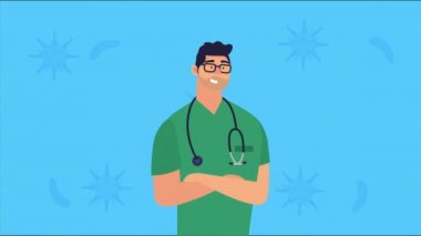 Steteskop karakteri animasyonu olan doktor