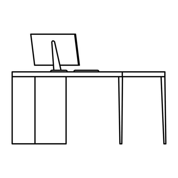 Werkplek met bureau en computer — Stockvector