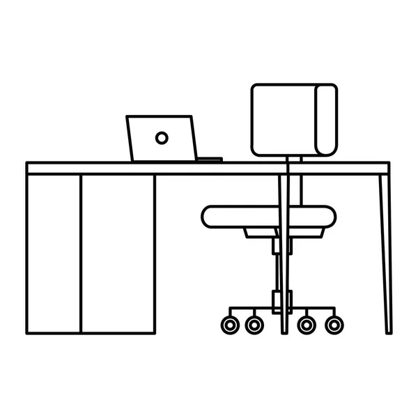 Lugar de trabajo con escritorio y portátil — Archivo Imágenes Vectoriales