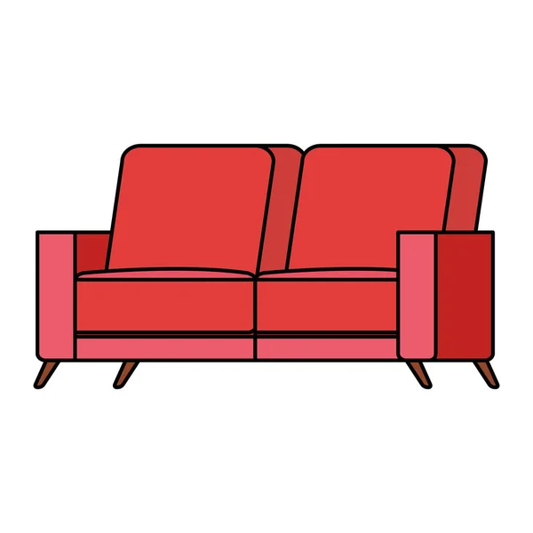 Bequeme Couch rote Farbe isoliert Symbol — Stockvektor