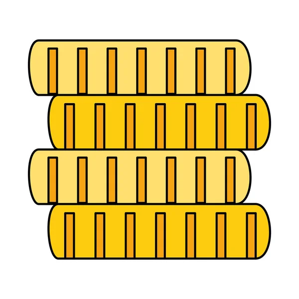 Pile pièces argent argent argent isolé icône — Image vectorielle