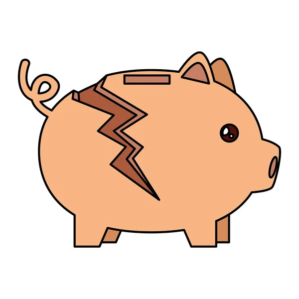 Banco porquinho ícone isolado quebrado — Vetor de Stock