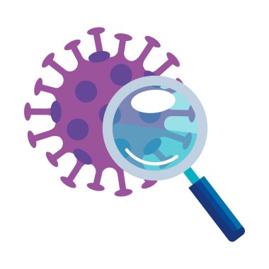 Büyüteçle covid 19 parçacığı