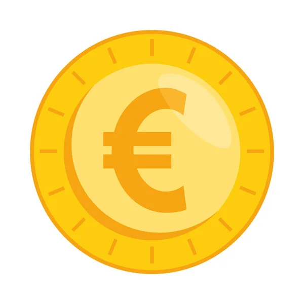 Moeda moeda euro ícone isolado — Vetor de Stock