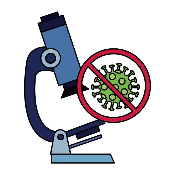 粒子covid 19が禁止されている顕微鏡は — ストックベクタ