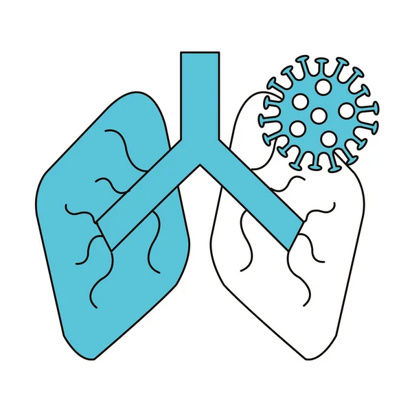 Poumons avec covide 19 icône isolée — Image vectorielle