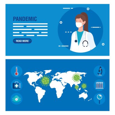 covid 19 ve simgelerinin posterlerini ayarla