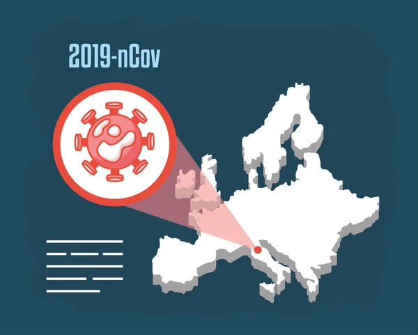 Covid19 statystyki pandemii z mapą europy — Wektor stockowy