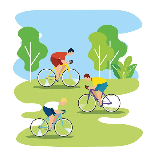 Group of cyclists in championship — Stock Vector