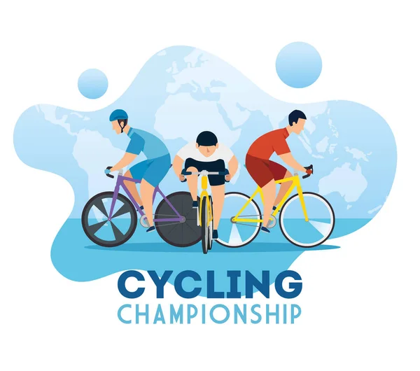 Cycling championship poster with cyclists — Stock Vector