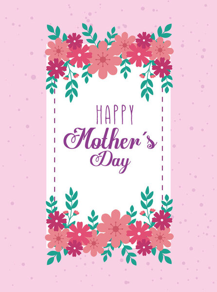 happy mother day card with cute flowers decoration