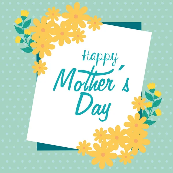 Çiçek süslemeli mutlu anneler günü kartı. — Stok Vektör