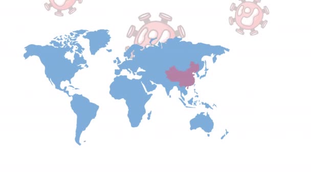 Covid19 partícula e planeta mundo terra com paciente — Vídeo de Stock