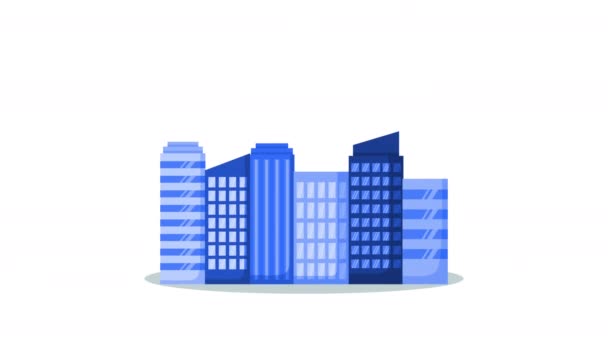 Cityscape gebouwen met covid19 deeltjes — Stockvideo