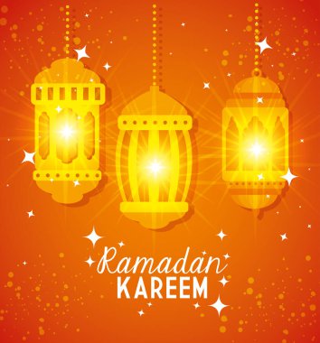 Ramazan Kareem posterinde fenerler asılı.
