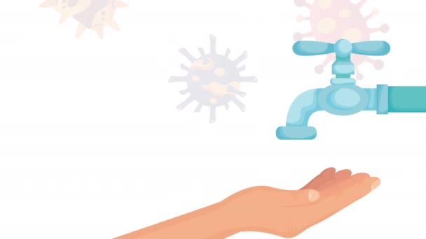 Covid19 partículas com as mãos lavadas — Vídeo de Stock