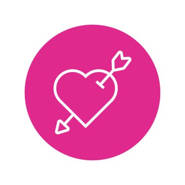 Mutlu sevgililer günü kalbi ok bloğu ve çizgi stiliyle