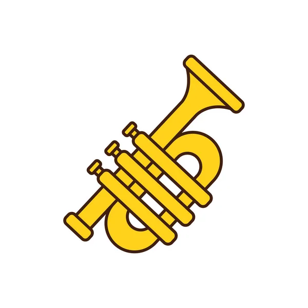 Trompete instrumento musical ícone isolado — Vetor de Stock