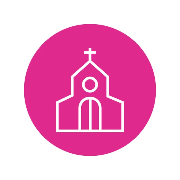 Kilise tapınağı bloğu ve satır stili simgesi — Stok Vektör