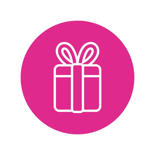 Bloque de caja de regalo de cumpleaños y estilo de línea — Vector de stock