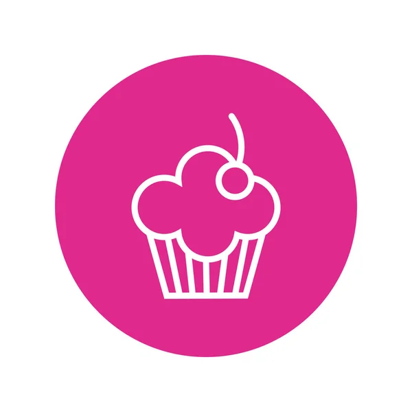 Birthday sweet cupcake block and line style — Stock Vector