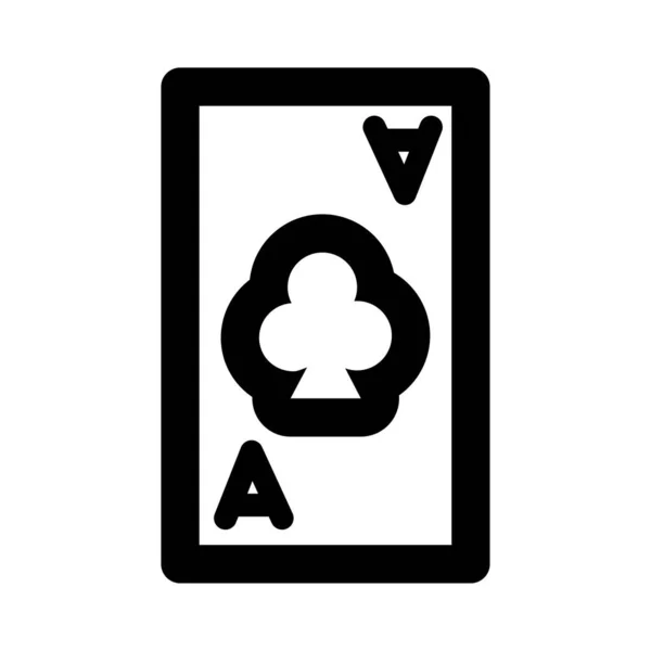 Carte de poker avec trèfle style ligne — Image vectorielle