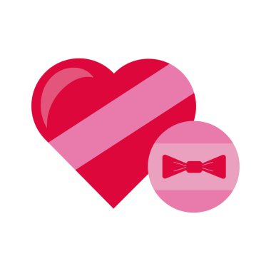 Sevgililer Günü 'n kutlu olsun. Çikolata kutusu düz stil.