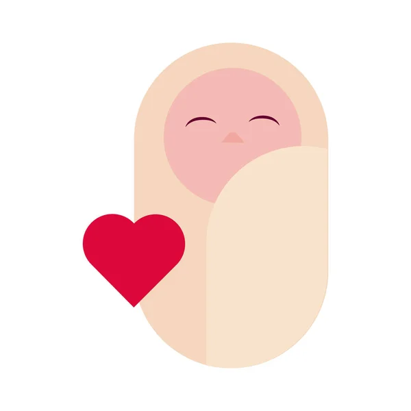 Feliz dia dos namorados pequeno bebê com coração de estilo plano —  Vetores de Stock