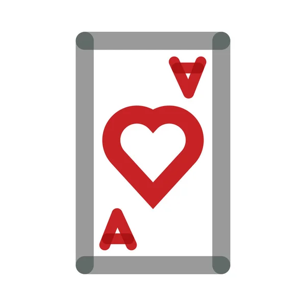 Cartão de poker com coração multiplicar estilo de linha —  Vetores de Stock