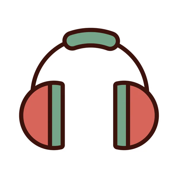 Auriculares línea de audio e icono de estilo de relleno — Vector de stock