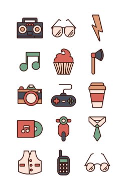 bundle of hipster style set icons