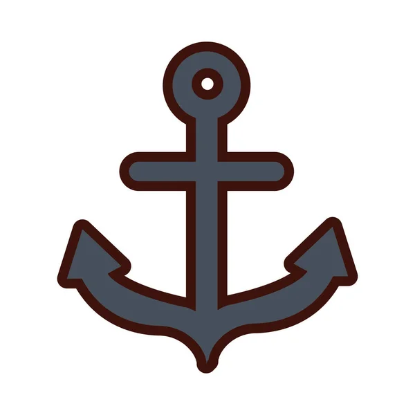 Ancre ligne maritime et icône de remplissage — Image vectorielle