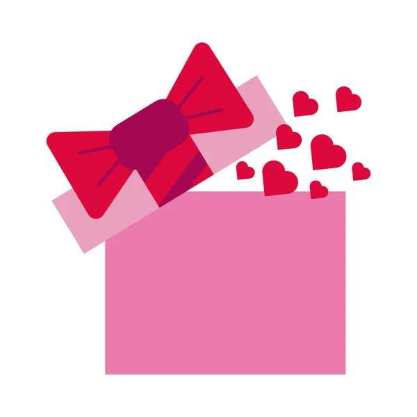 Geschenk-Box mit Herz Liebe flachen Stil — Stockvektor
