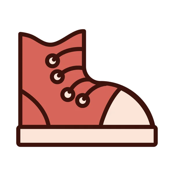 Shoe retro line and fill style icon — Stock Vector