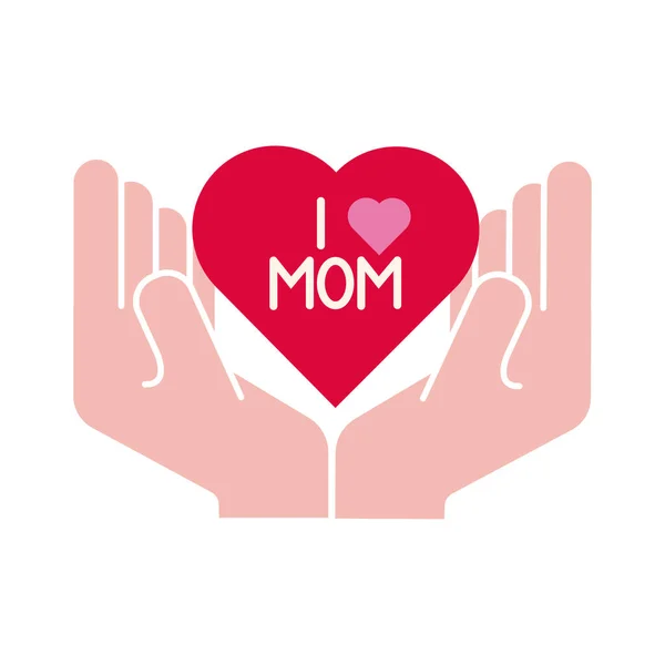 Madre día manos elevación corazón plano icono de estilo — Archivo Imágenes Vectoriales