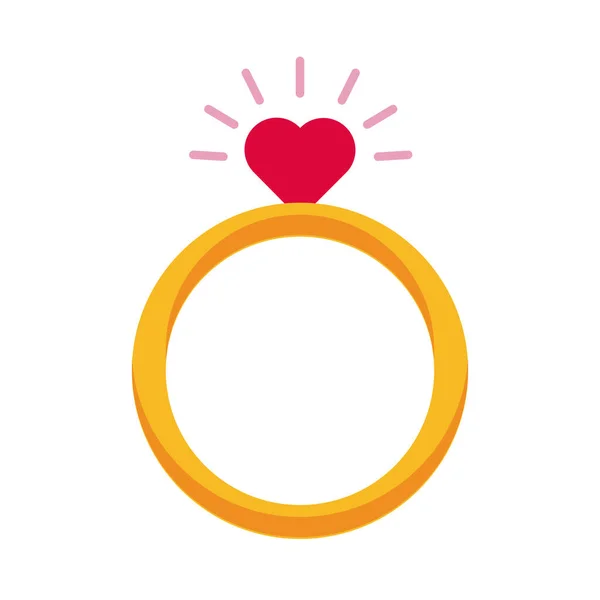 Happy valentines day heart in proposal rings flat style — Stock Vector