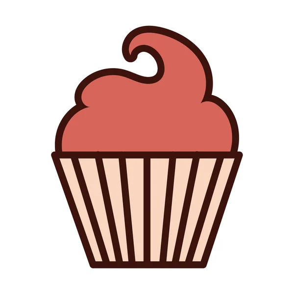 Doce linha de cupcake e ícone de preenchimento — Vetor de Stock