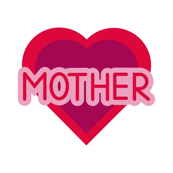 Anneler Günü Kalbi Düz Stil simgesi — Stok Vektör