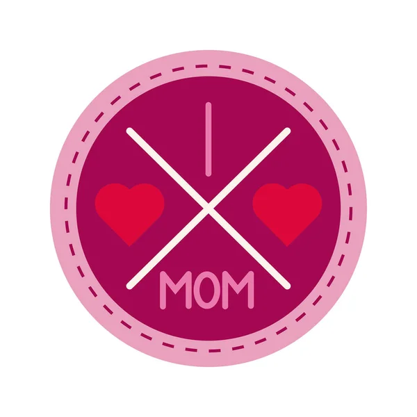 Mother day seal stamp flat style icon — Stock Vector