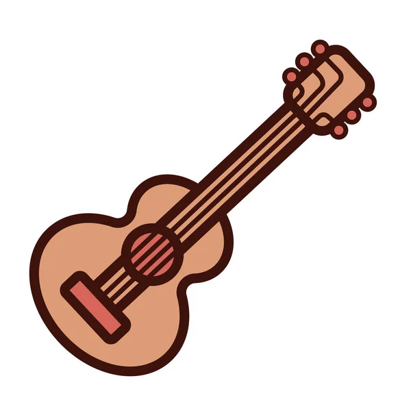 Ligne d'instrument de guitare et icône de style de remplissage — Image vectorielle