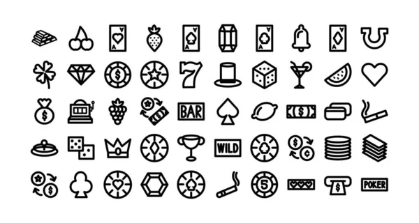 Paquete de iconos de conjunto de casino — Archivo Imágenes Vectoriales
