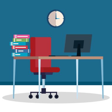 Masası ve bilgisayarı olan iş yeri